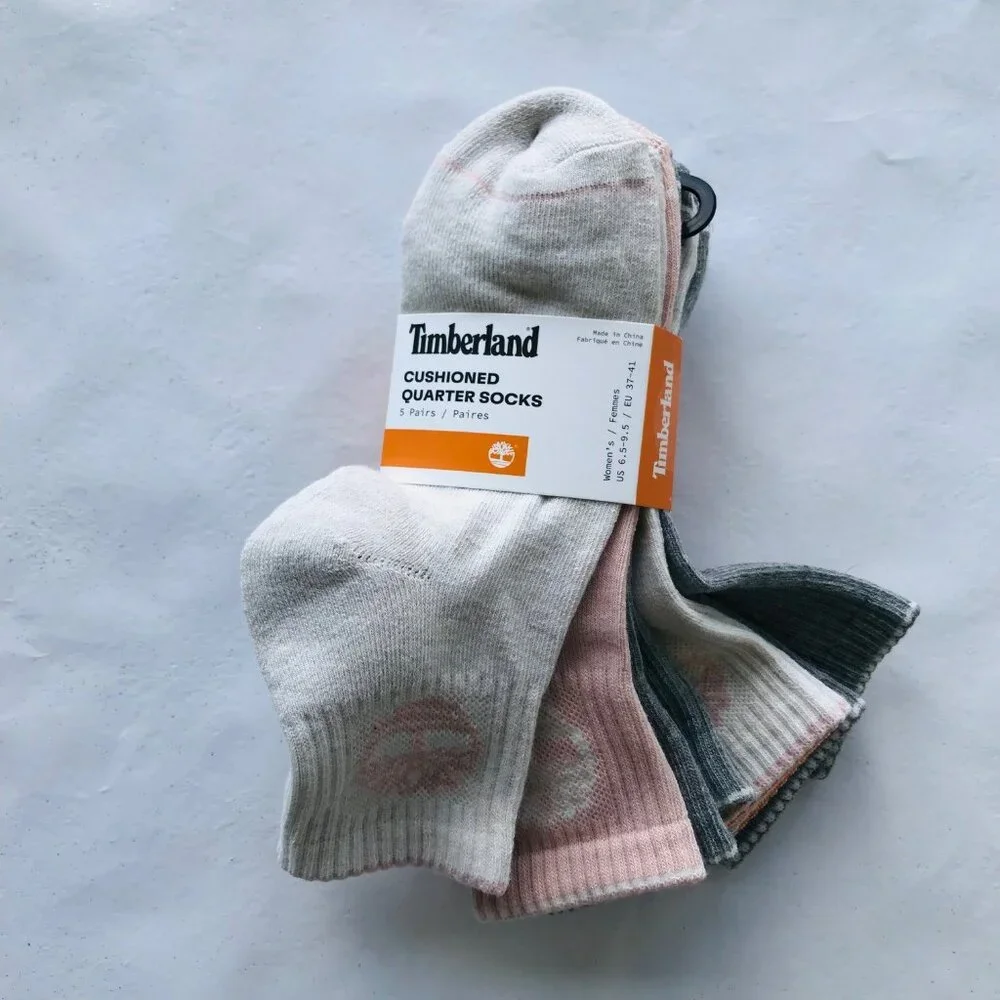 Timberland Women's Cushioned Quarter Socks 5 Pairs Size: 6.5-9.5